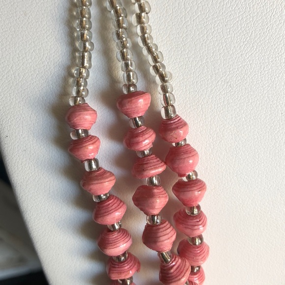 24” Pink and Clear Beaded Necklace - Picture 3 of 4
